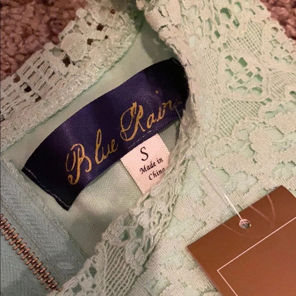 Francescas Blue Rain Green Lace Cut Out Dress - Picture 3 of 5